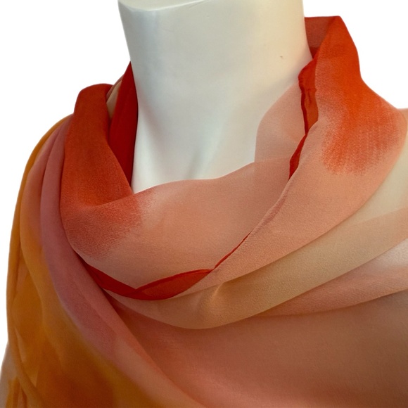 Vintage Sheer Floral Silk Scarf – Orange & Yellow Flowers - Picture 5 of 10